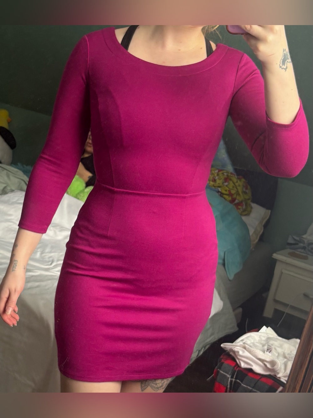 Xhilaration Magenta Fitted Mini Dress